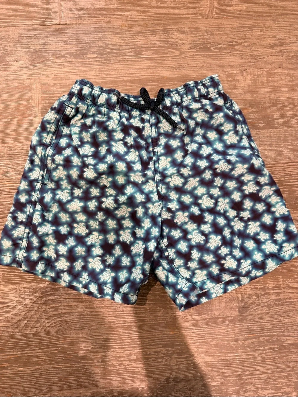 Vilebrequin Teal Polo-Style Swim Top with Navy Turtle Swim Trunks